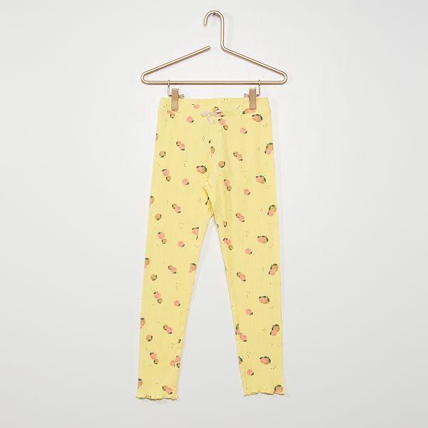 Leggings stampati in maglia a coste Bambina 3-12 anni - GIALLO - Kiabi -  6,00€
