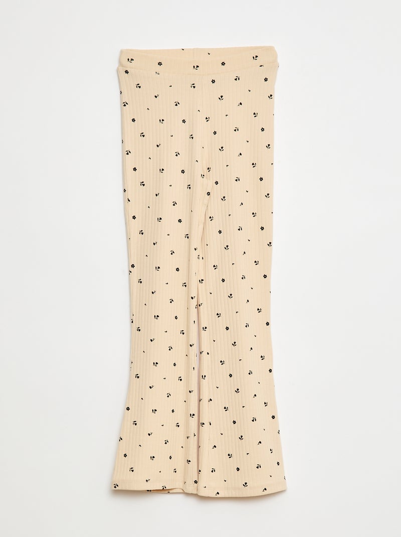 Leggings stampati in maglia a costine Beige - Kiabi