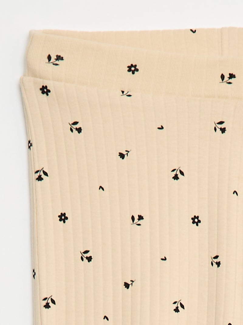 Leggings stampati in maglia a costine Beige - Kiabi