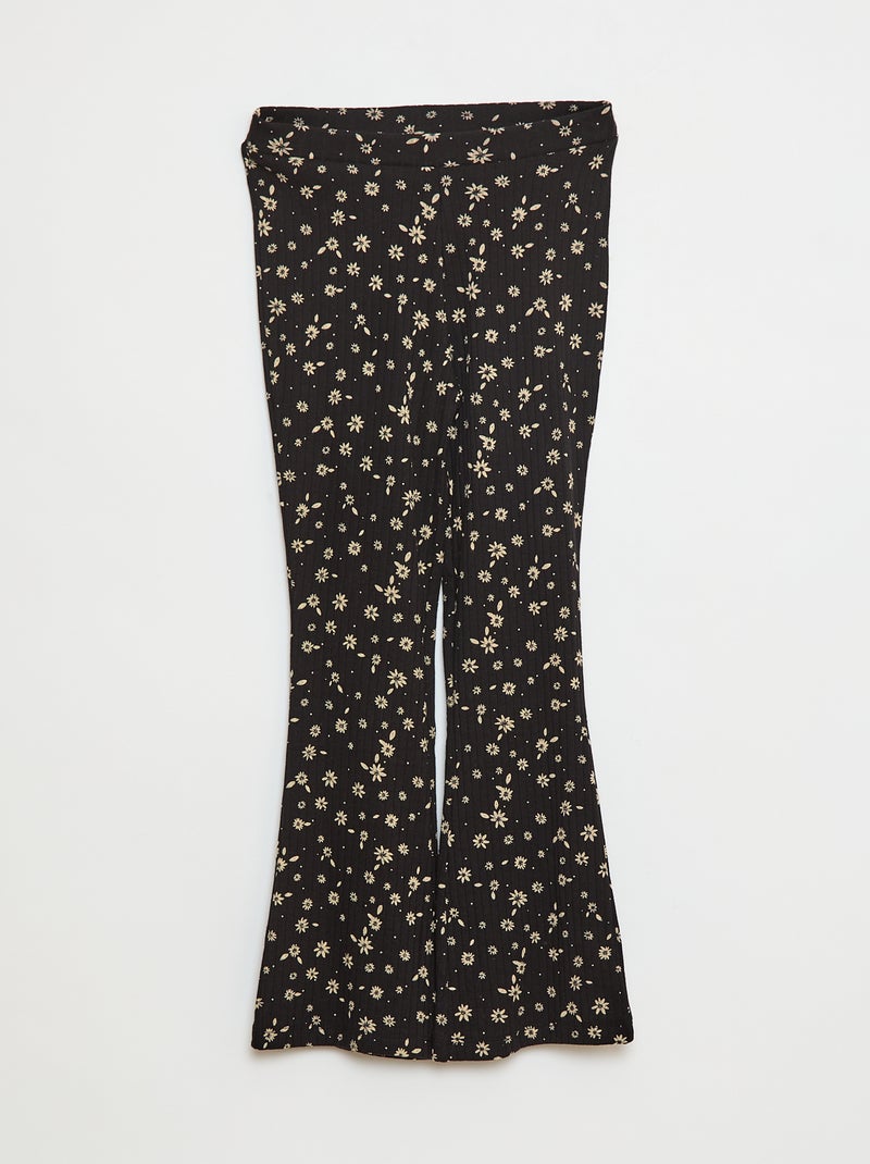 Leggings stampati in maglia a costine Nero - Kiabi