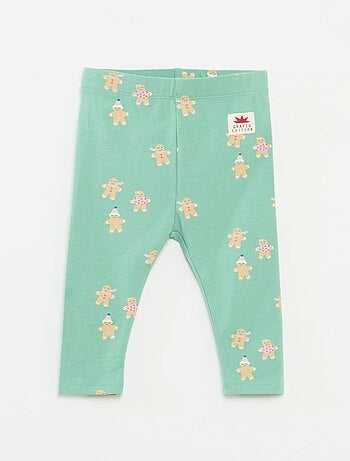 Leggings natalizi con stampa all-over in jersey di cotone