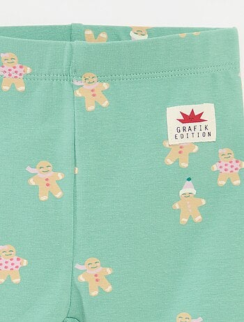 Leggings natalizi con stampa all-over in jersey di cotone
