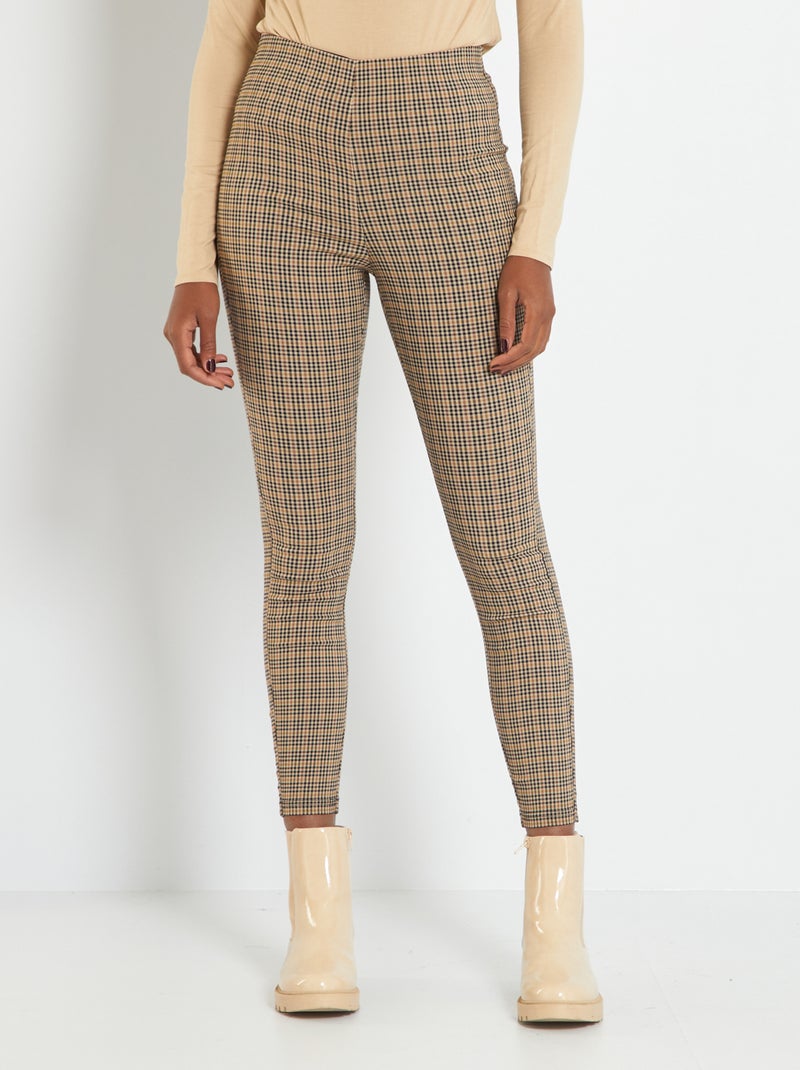 Leggings stretch 'principe di galles' - MARRONE - Kiabi