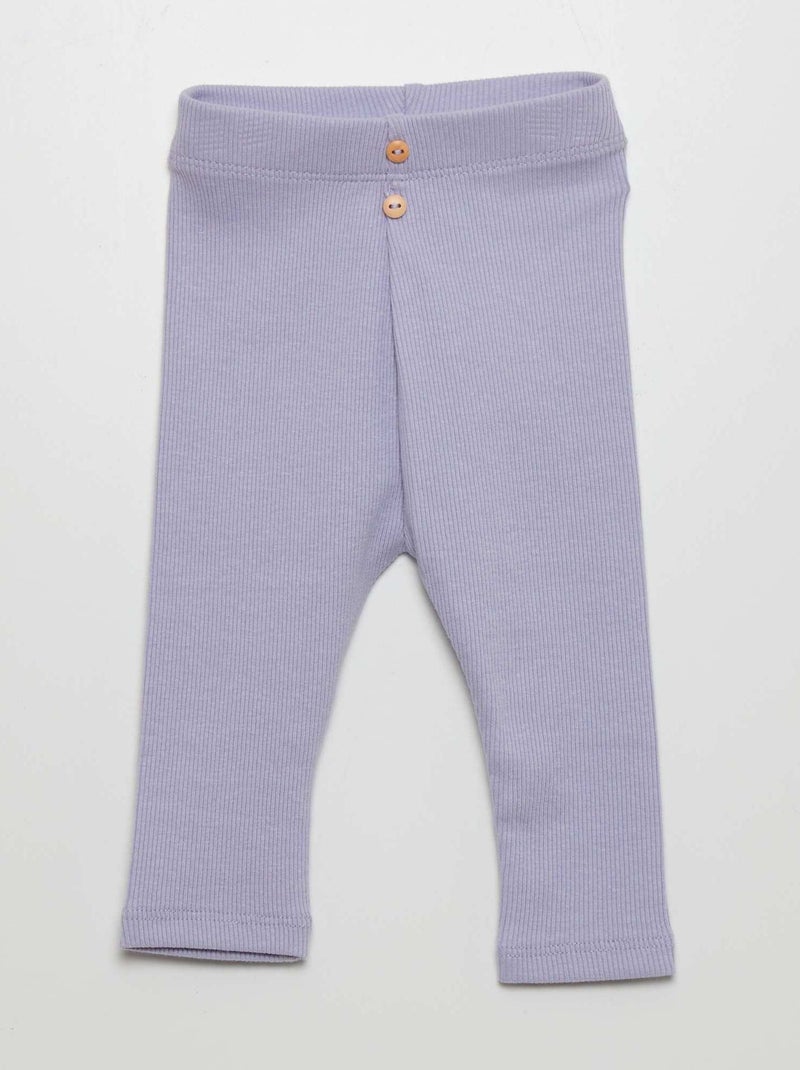 Leggings tinta unita in maglia a coste BLU - Kiabi