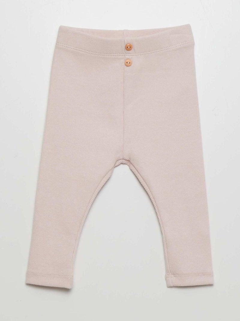 Leggings tinta unita in maglia a coste ROSA - Kiabi