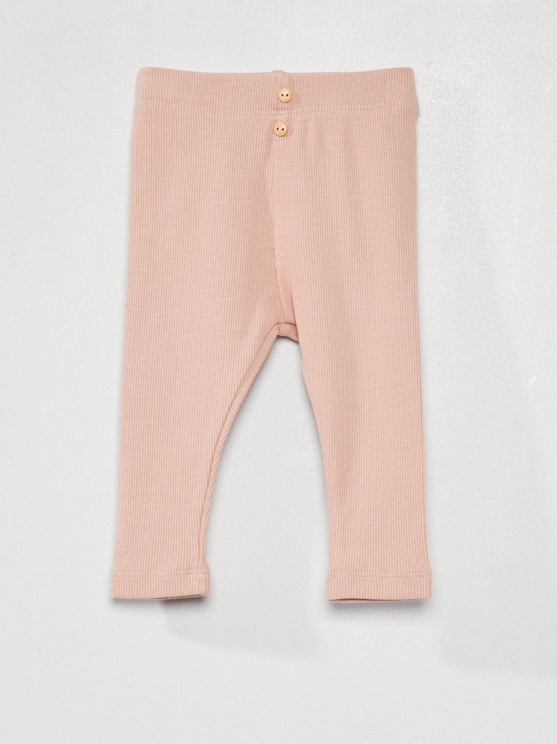 Leggings tinta unita in maglia a coste ROSA - Kiabi