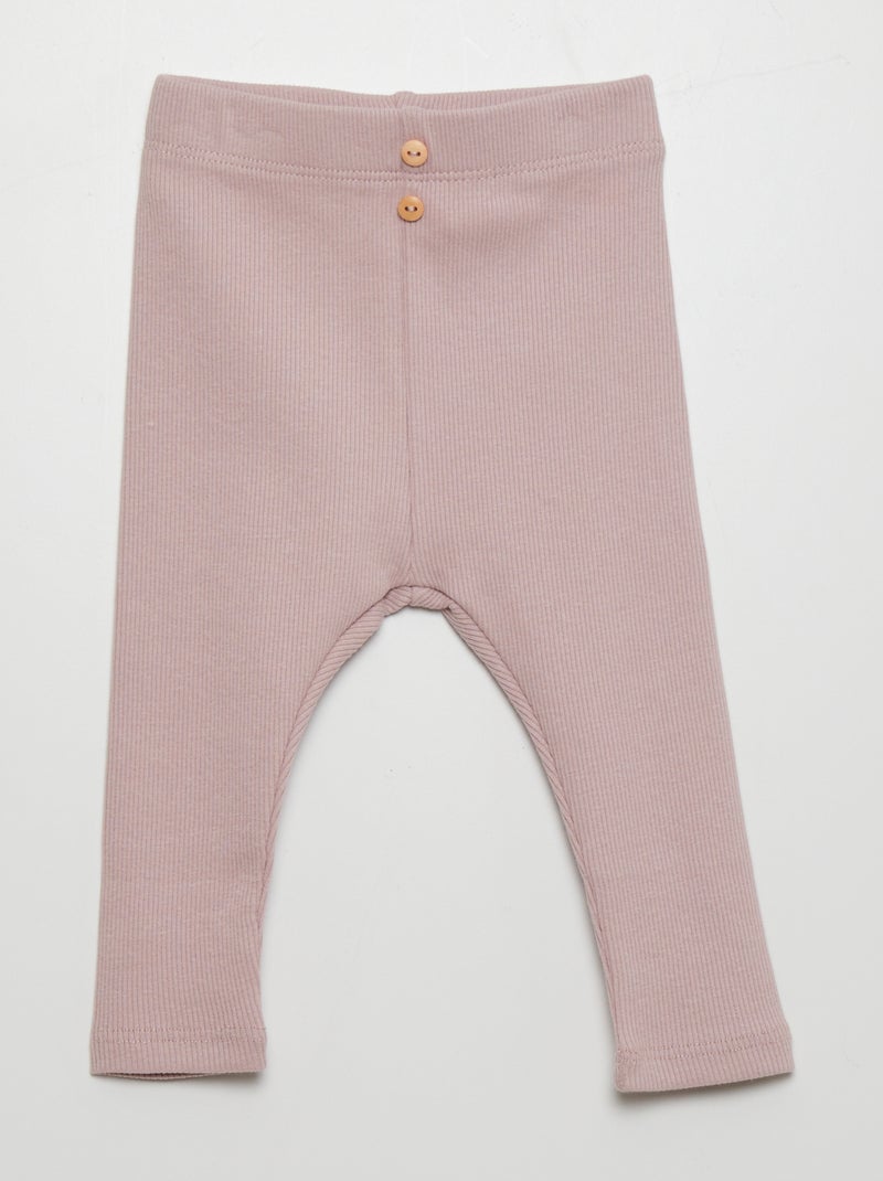 Leggings tinta unita in maglia a coste VIOLA - Kiabi