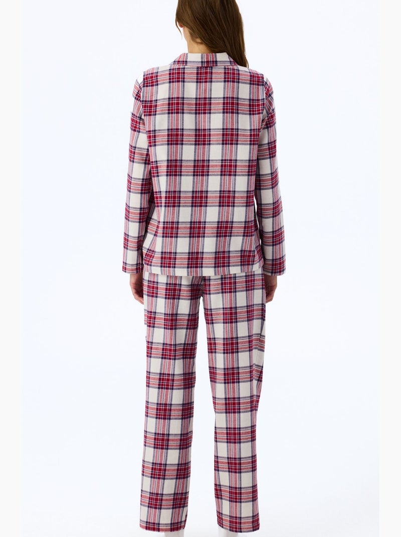 Leila pigiama a quadri con camicia e pantaloni a maniche lunghe penti Bianco Rosso Blu - Kiabi