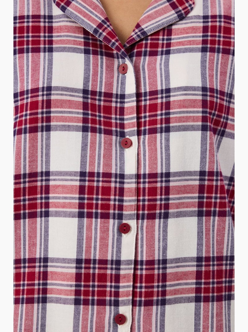 Leila pigiama a quadri con camicia e pantaloni a maniche lunghe penti Bianco Rosso Blu - Kiabi