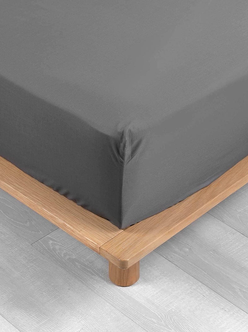 Lenzuola con angoli in percalle di cotone LIA PROMO LINGE Grigio antracite - Kiabi