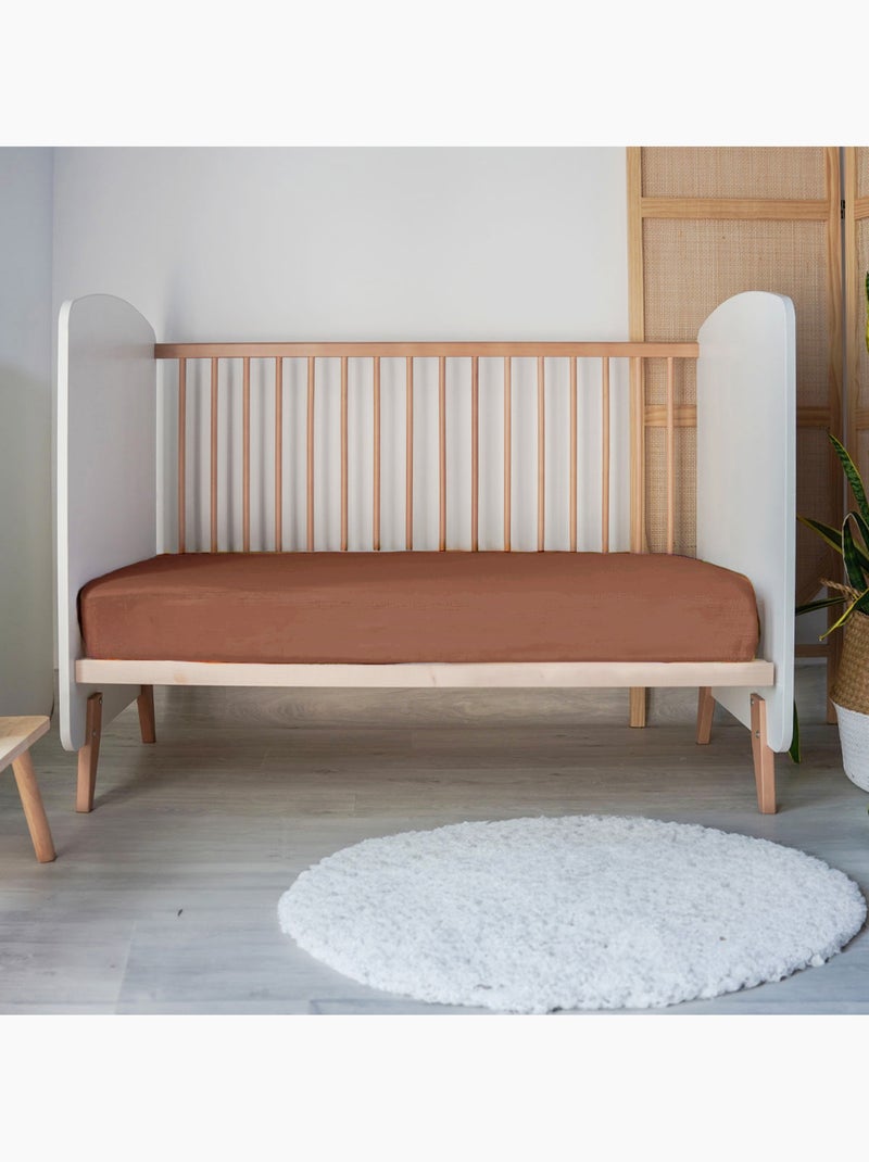 Lenzuolo a pieghe baby jersey 100% cotone Terracotta - Kiabi