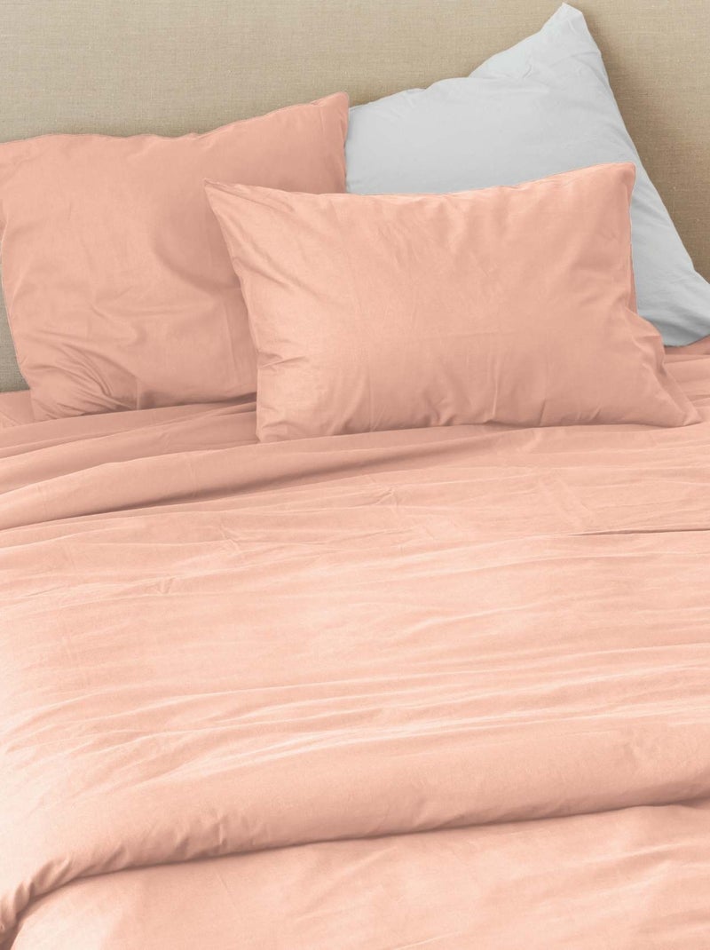Lenzuolo a pieghe in cotone lavato Oekotex Rosa chiaro - Kiabi
