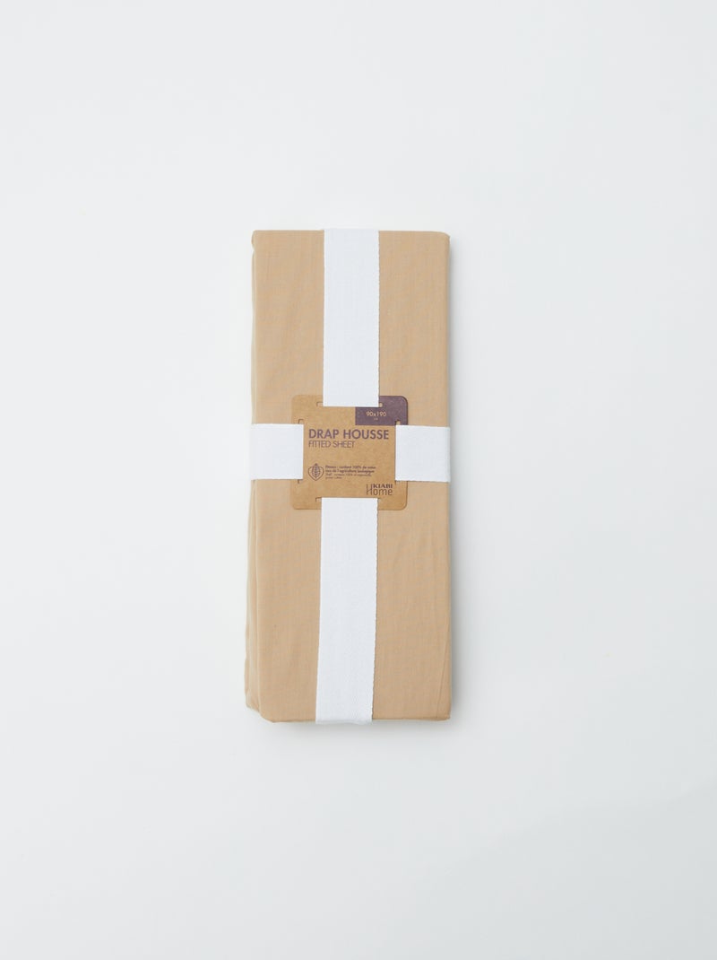 Lenzuolo con angoli 1 persona (90x190) in cotone - Kiabi Home BEIGE - Kiabi