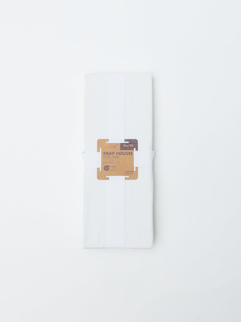 Lenzuolo con angoli 1 persona (90x190) in cotone - Kiabi Home Bianco - Kiabi