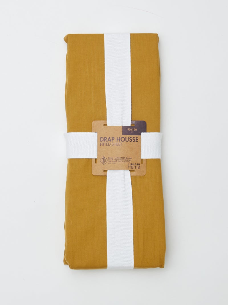 Lenzuolo con angoli 1 persona (90x190) in cotone - Kiabi Home GIALLO - Kiabi