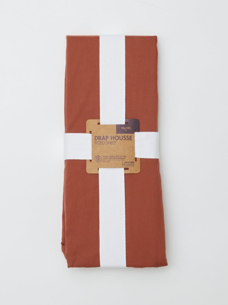 Lenzuolo con angoli 1 persona (90x190) in cotone - Kiabi Home MARRONE - Kiabi