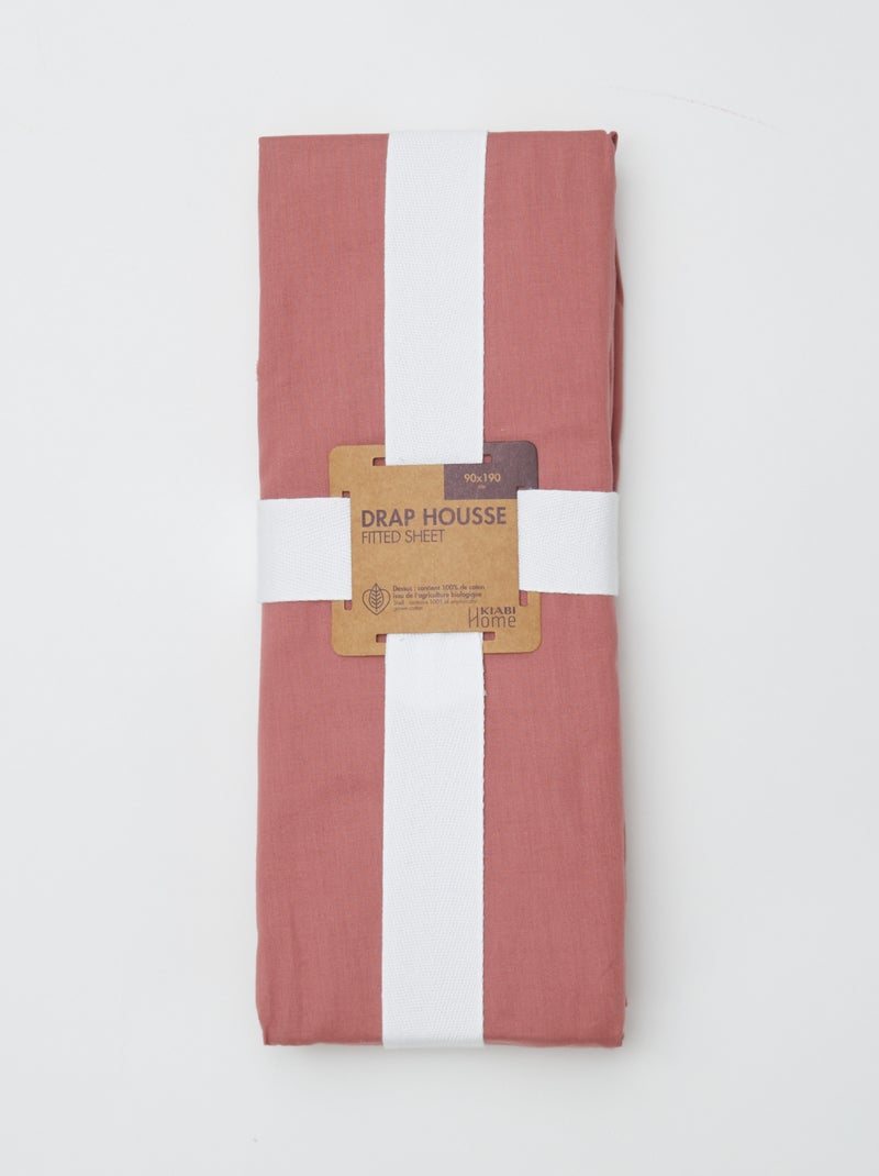 Lenzuolo con angoli 1 persona (90x190) in cotone - Kiabi Home ROSA - Kiabi