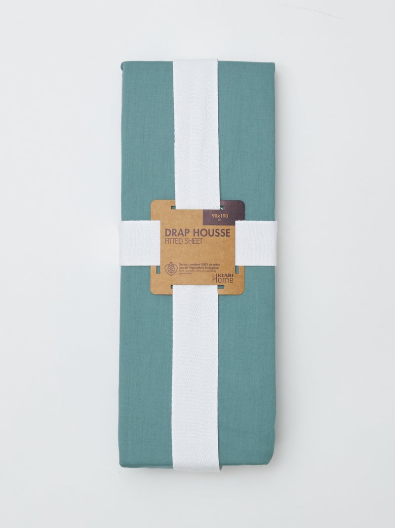 Lenzuolo con angoli 1 persona (90x190) in cotone - Kiabi Home VERDE - Kiabi