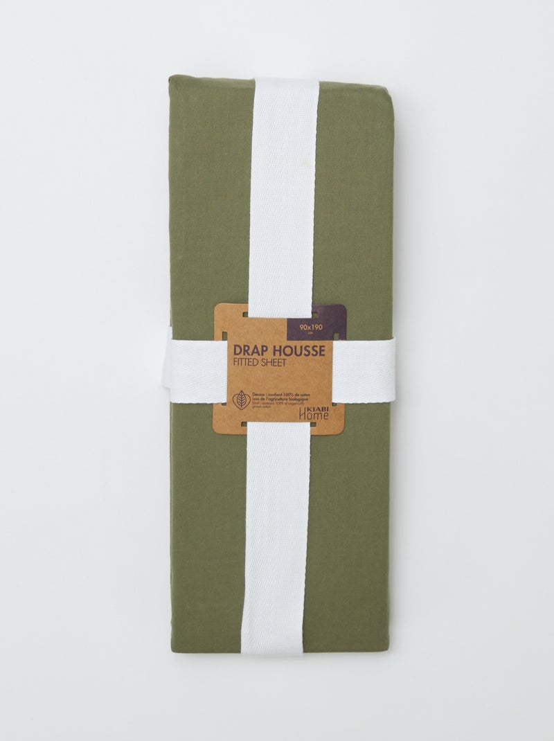 Lenzuolo con angoli 1 persona (90x190) in cotone - Kiabi Home VERDE - Kiabi