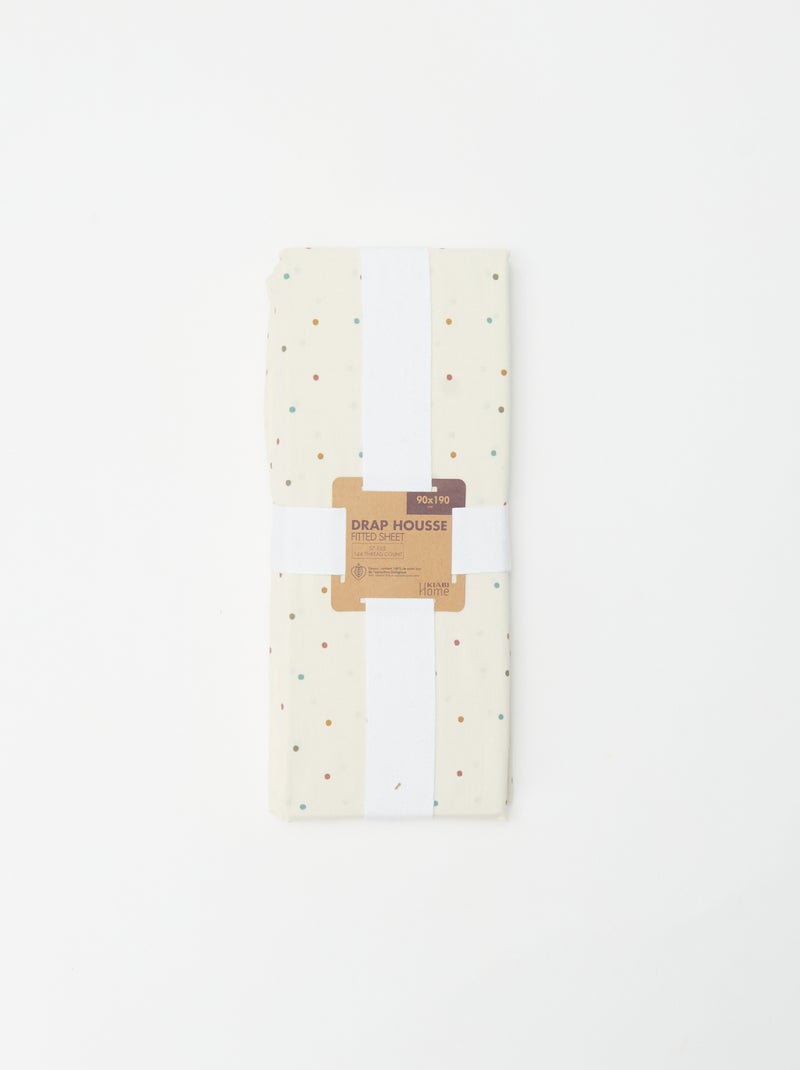 Lenzuolo con angoli 1 piazza 90 x 190 in cotone Beige - Kiabi