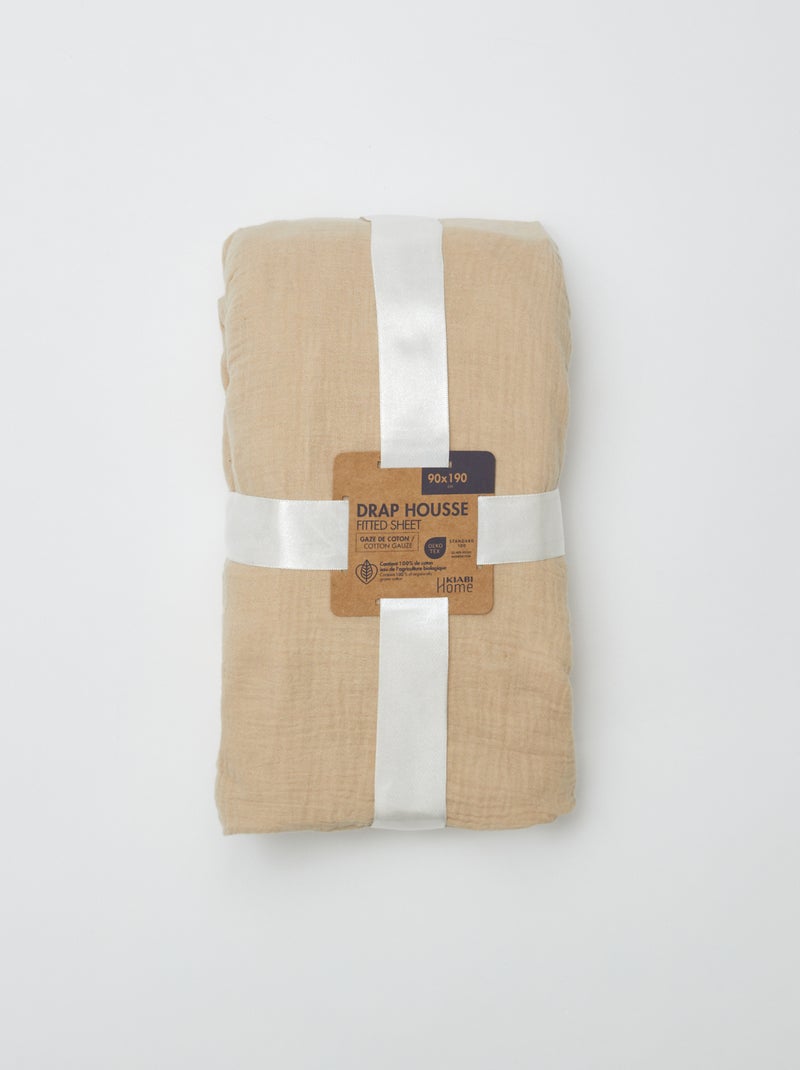 Lenzuolo con angoli 1 piazza (90x190 cm) in doppia garza di cotone - Kiabi Home BEIGE - Kiabi
