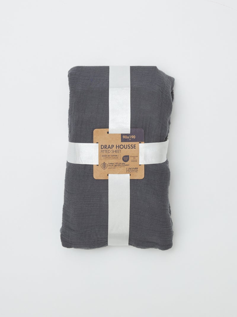 Lenzuolo con angoli 1 piazza (90x190 cm) in doppia garza di cotone - Kiabi Home GRIGIO - Kiabi