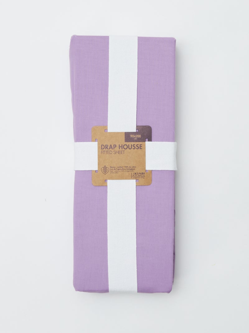 Lenzuolo con angoli 1 piazza (90x200) in cotone -  Kiabi Home viola - Kiabi