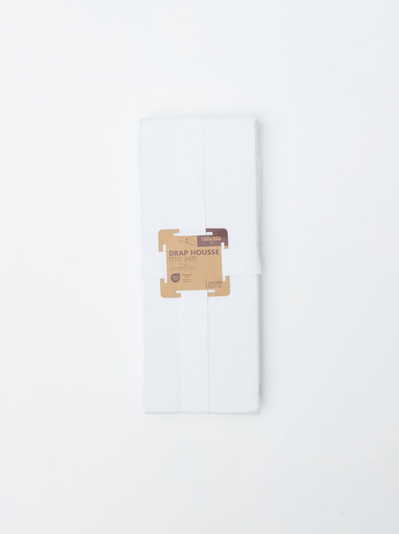 Lenzuolo con angoli 2 persone 160 x 200 cm in cotone - Kiabi Home Bianco - Kiabi