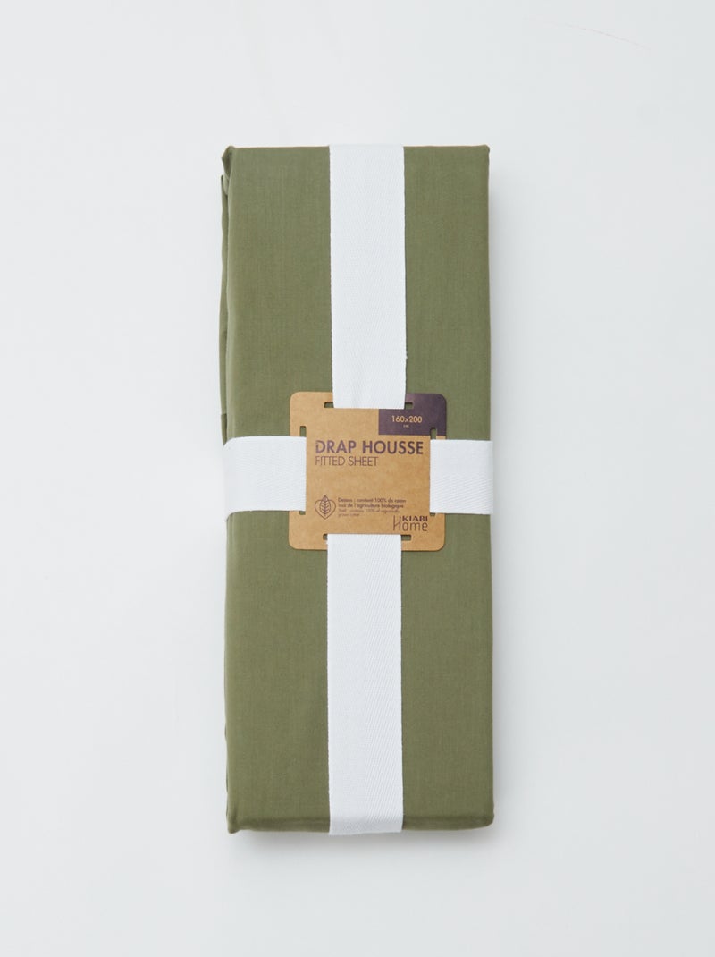 Lenzuolo con angoli 2 persone 160 x 200 cm in cotone - Kiabi Home VERDE - Kiabi