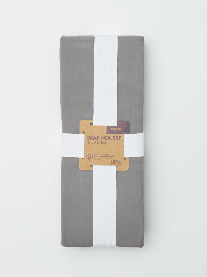 Lenzuolo con angoli 2 piazze (160 x 200) in cotone - Kiabi Home GRIGIO - Kiabi