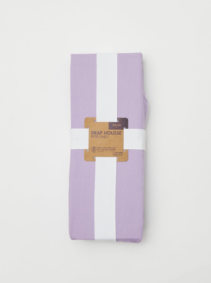 Lenzuolo con angoli 2 piazze (160 x 200) in cotone - Kiabi Home VIOLA - Kiabi