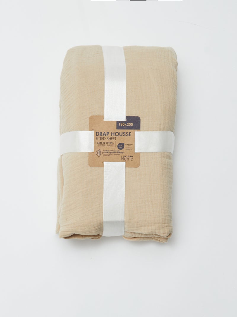 Lenzuolo con angoli 2 piazze (180 x 200 cm) in doppia garza di cotone - Kiabi Home BEIGE - Kiabi