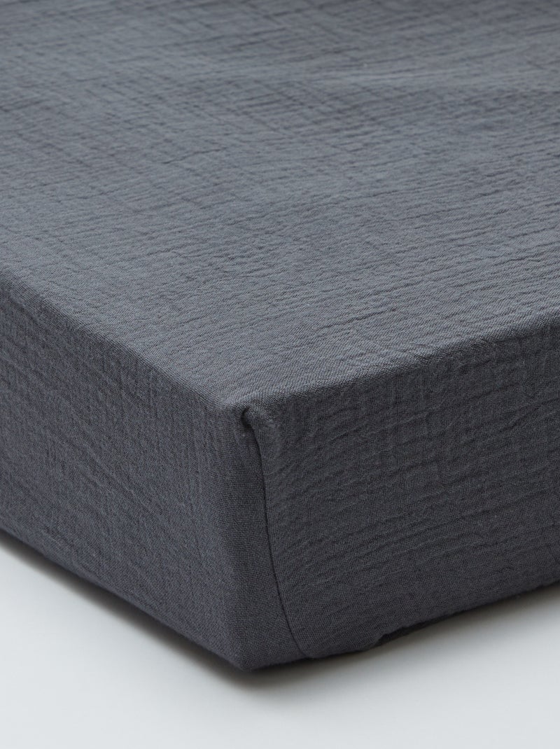 Lenzuolo con angoli 2 piazze (180 x 200 cm) in doppia garza di cotone - Kiabi Home GRIGIO - Kiabi