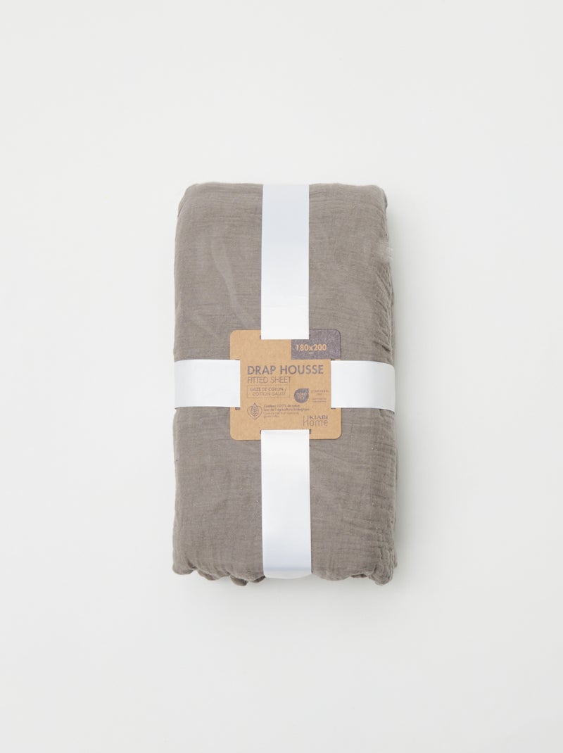 Lenzuolo con angoli 2 piazze (180 x 200 cm) in doppia garza di cotone - Kiabi Home GRIGIO - Kiabi
