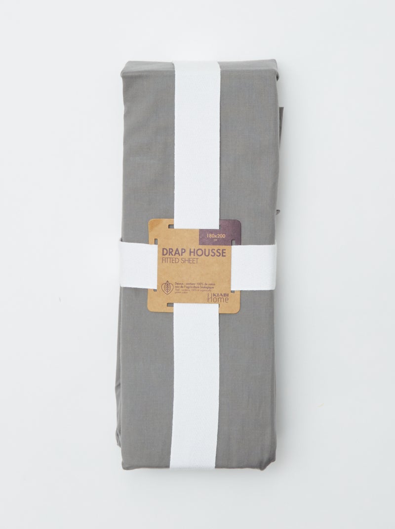 Lenzuolo con angoli 2 piazze (180 x 200) in cotone - Kiabi Home GRIGIO - Kiabi