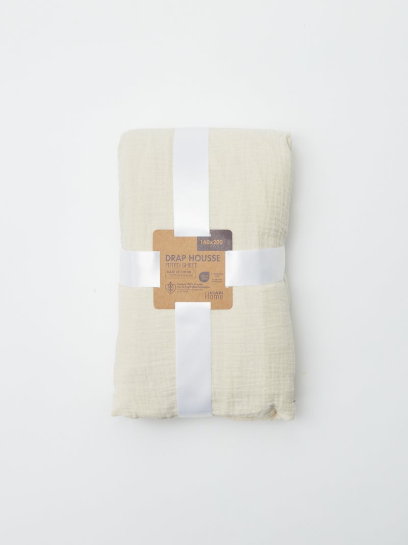 Lenzuolo con angoli in garza di cotone (160 x 200 cm) - Kiabi Home BEIGE - Kiabi