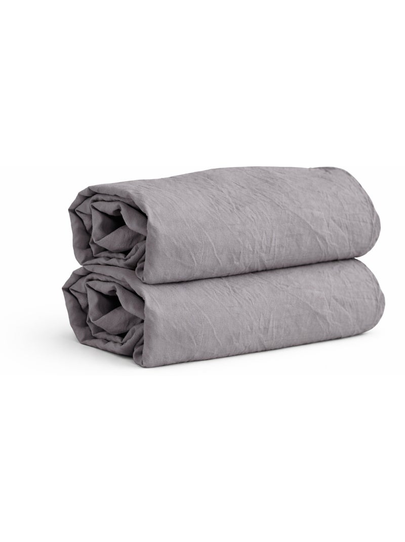 Lenzuolo con angoli in microfibra lavata Grigio antracite - Kiabi