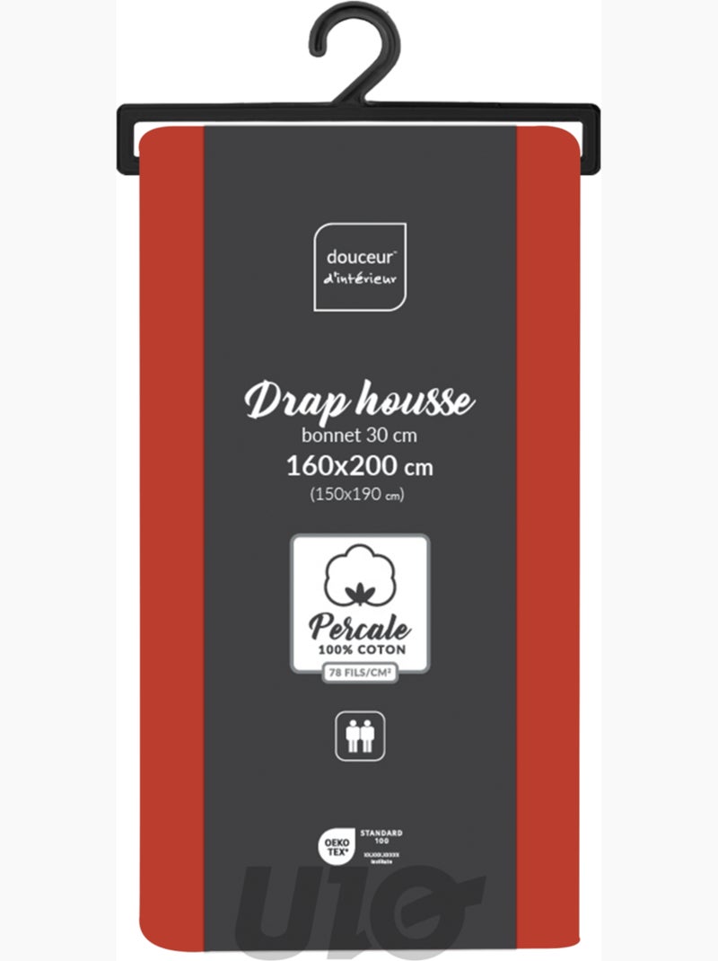 Lenzuolo con angoli in percalle di cotone percale Douceur d'Intérieur Rosso - Kiabi