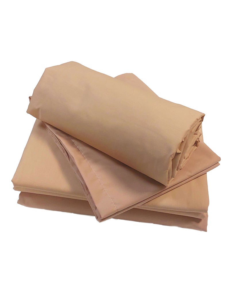 Lenzuolo con angoli in percalle di cotone tinta unita con angolo da 40 cm Arancione chiaro - Kiabi