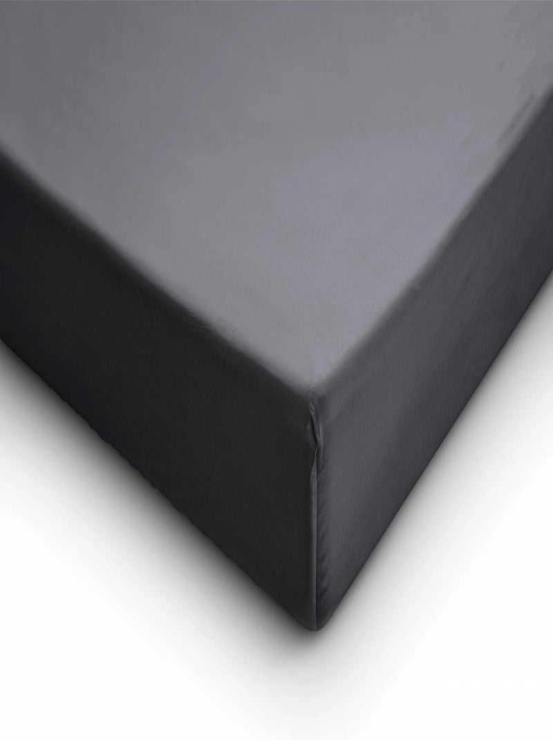 Lenzuolo con Angoli in Raso di Cotone Grigio Antracite Grigio - Kiabi