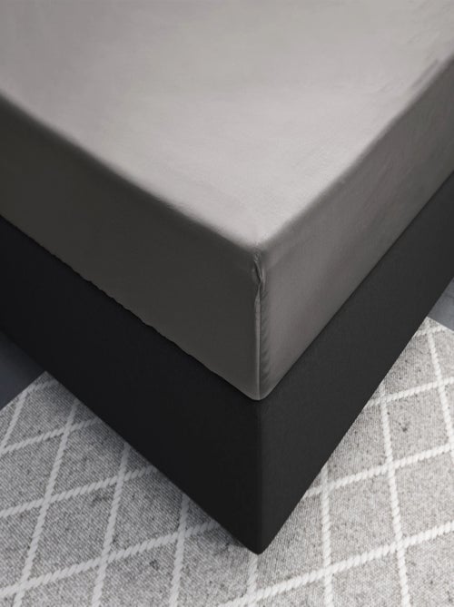Lenzuolo con angoli in raso di cotone grigio argento - Kiabi