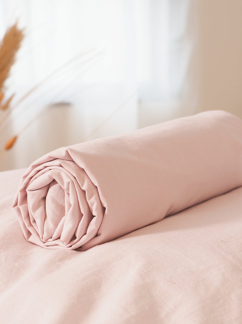 Lenzuolo con angoli in tinta unita in cotone lavato BEIGE - Kiabi