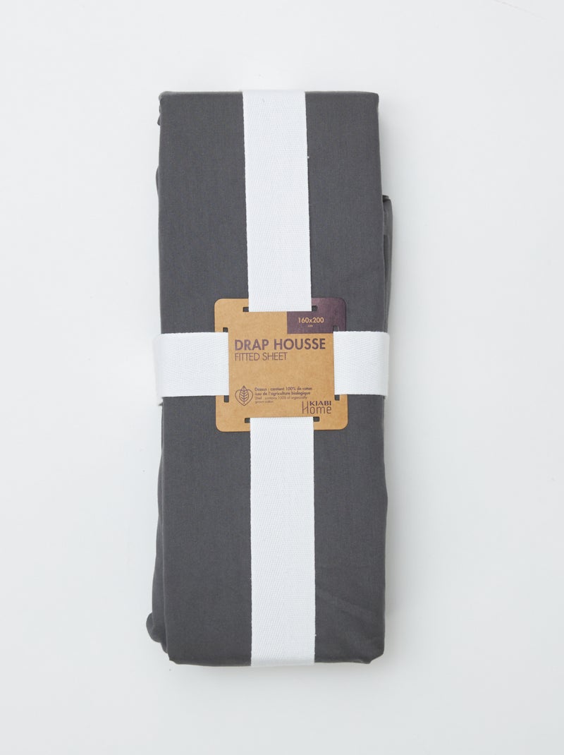 Lenzuolo con angoli matrimoniale (160x200cm) in cotone - Kiabi Home GRIGIO - Kiabi