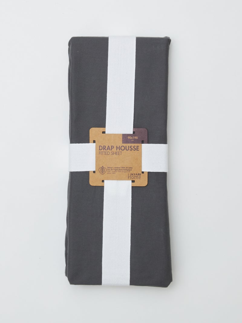 Lenzuolo con angoli per 1 persona (90x190) in cotone - Kiabi Home GRIGIO - Kiabi