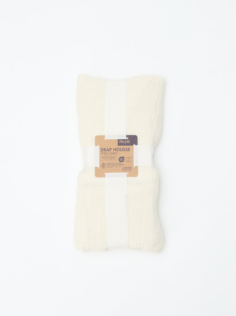 Lenzuolo con angoli per culla (70x140) in doppia garza di cotone - Kiabi Home Bianco - Kiabi