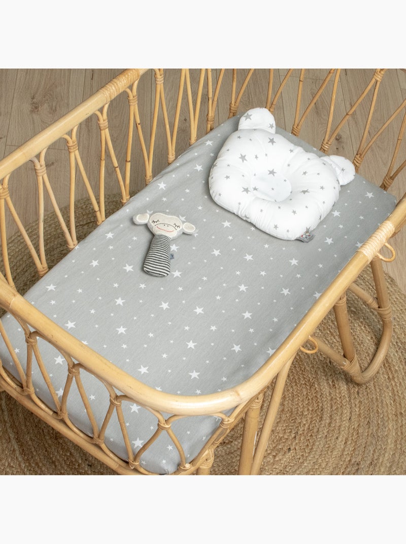 Lenzuolo con angoli per culla in cotone | sevira kids | sevira kids Grigio bianco - Kiabi