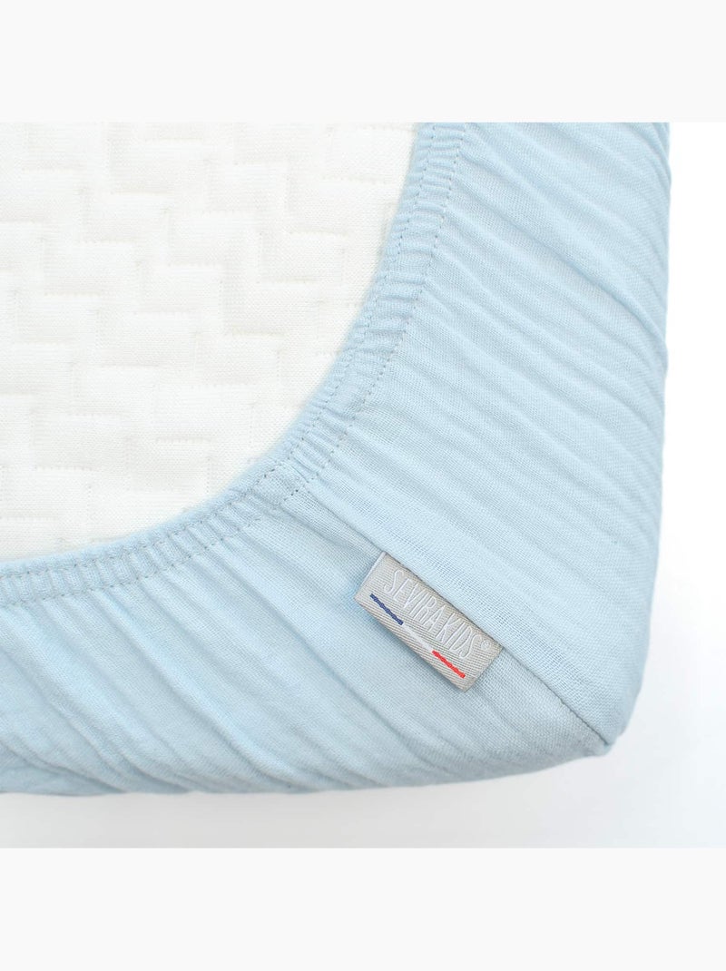 Lenzuolo con angoli per culla in garza di cotone | sevira kids | sevira kids Blu - Kiabi