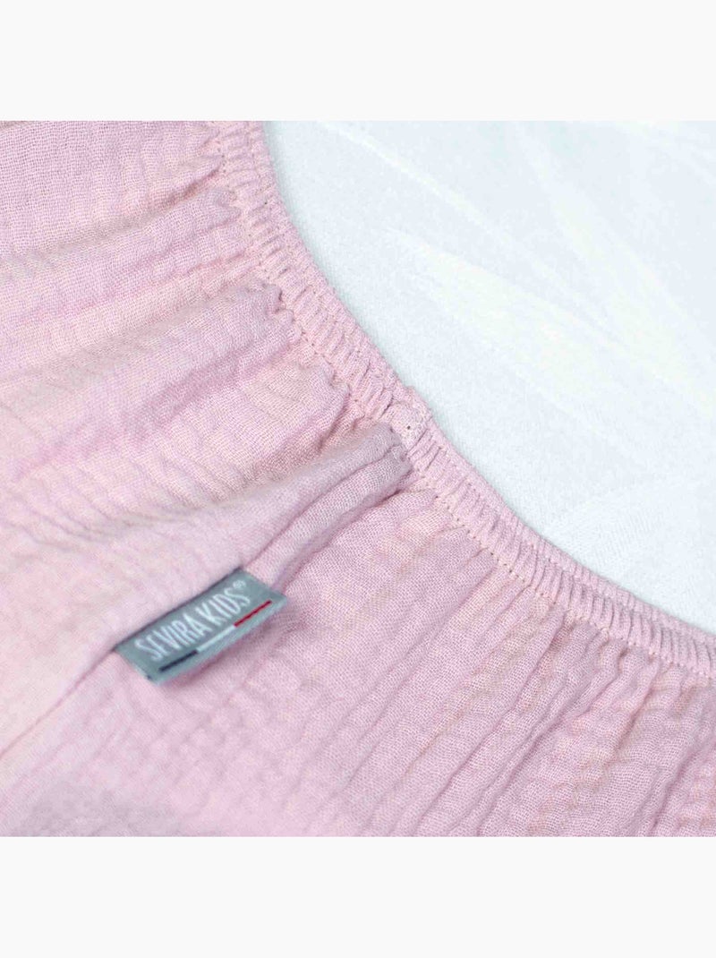 Lenzuolo con angoli per culla in garza di cotone | sevira kids | sevira kids Rosa - Kiabi
