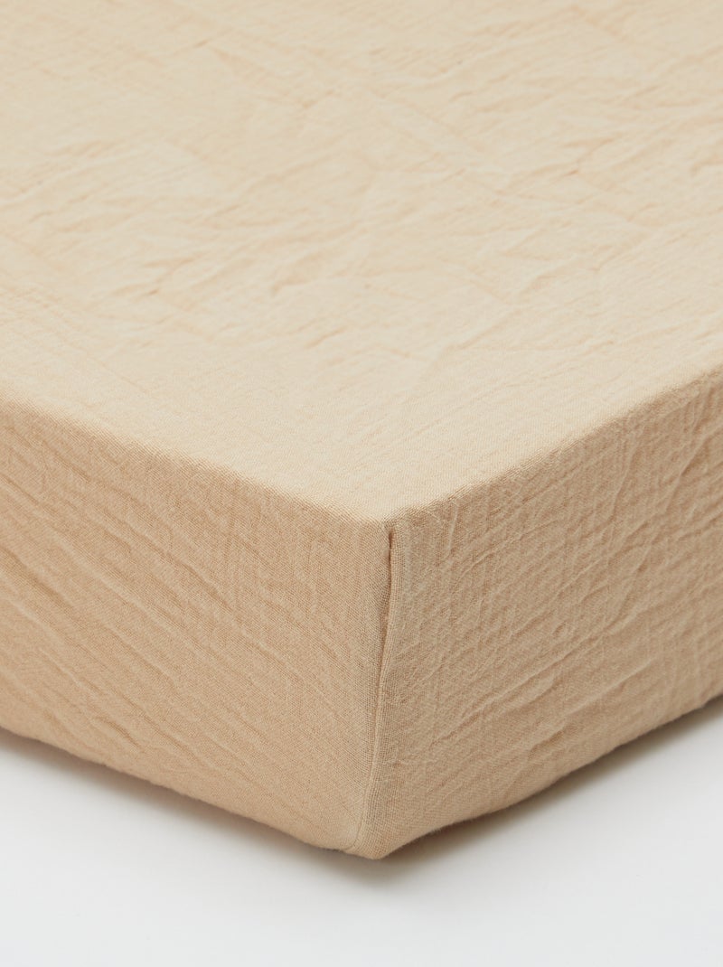Lenzuolo con angoli per lettino (70x140) in doppia garza di cotone - Kiabi Home BEIGE - Kiabi