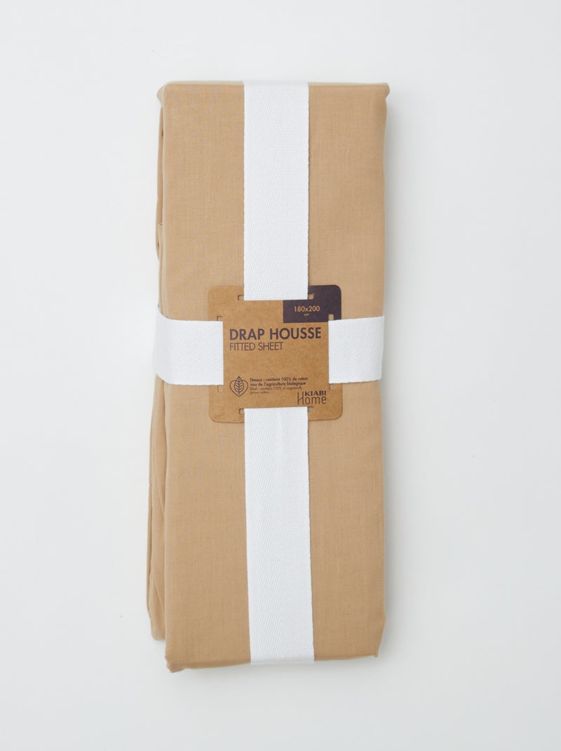 Lenzuolo con angoli per letto matrimoniale (180x200) in cotone - Kiabi Home BEIGE - Kiabi